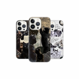 Black cat Moodboard Phone Case witchy tarot Cat Cover for iPhone 16 15 14 13 12, Samsung S23 S22 A74 A54 A14, Pixel 9 8 Pro 7A