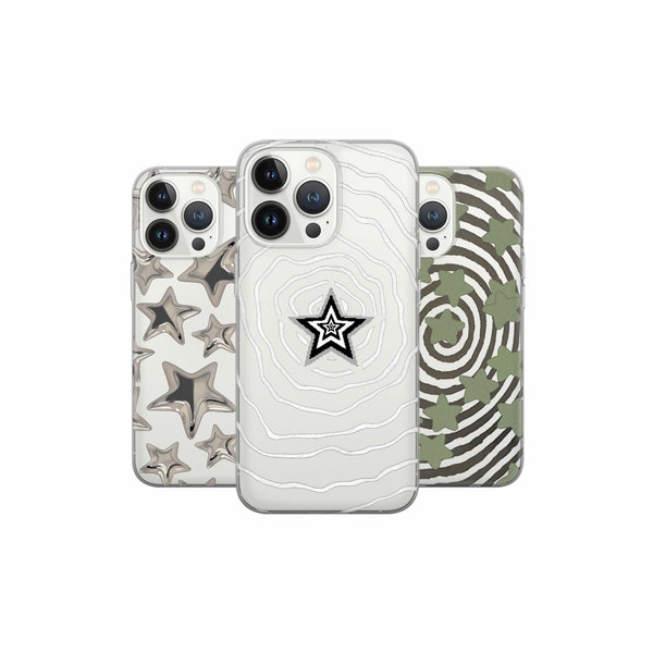 Clear stars Phone Case Twinkle Cover for iPhone 15Pro, 14, 13, 12, 11, Google Pixel 8, 7A, 6A, Samsung Galaxy S24Ultra, S23fe, S22, A54, A34