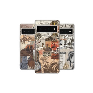 Funda para teléfono con diseño de vaquero del salvaje oeste para Pixel 9, 8, 7, 7 Pro, 6 Pro, iPhone 16, 15, 14, 13, 12 Pro, 11, Samsung S23, S22, A73, A53, A14, S21, S24