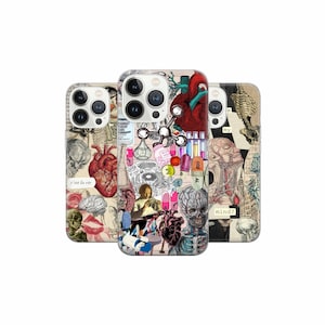 Funda de teléfono con diseño de anatomía y tablero de estado de ánimo para iPhone 16, 15, 14, 13 SE, Samsung S24, S23 FE, A25, A15, Pixel 9, 8A, 7 Pro
