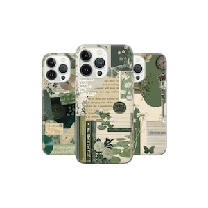 Funda verde salvia con diseño terroso para iPhone 16, 15, 14, 13, 12 Pro, 11, XR SE, Samsung S23, S22, A73, A53, A14, S21 Fe, S20, S24, Pixel 9, 8 Pro, 7, 6A