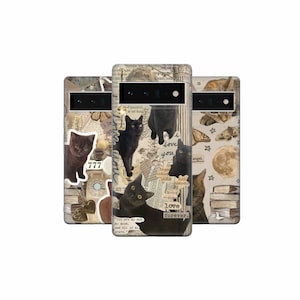 Funda para teléfono con collage de arte de gatos, tablero de estado de ánimo moderno, para Pixel 9, 8A, 7 Pro, Samsung S24, S23 FE, A25, A15, iPhone 16, 15, 14, 13 SE