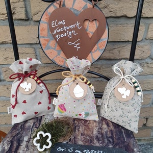 Geschenksäckchen Gr. S, für Gutscheine, Geldgeschenke,Geschenkbeutel Stoff, Geschenktasche Geburtstagsgeschenke, 3 Motive zur Auswahl