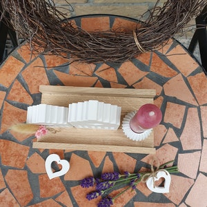 Set of canal houses, 2 light houses, candle holder + candle on a wooden strip, handmade, gift for birthdays, housewarmings, Mother's Day, for mom image 4
