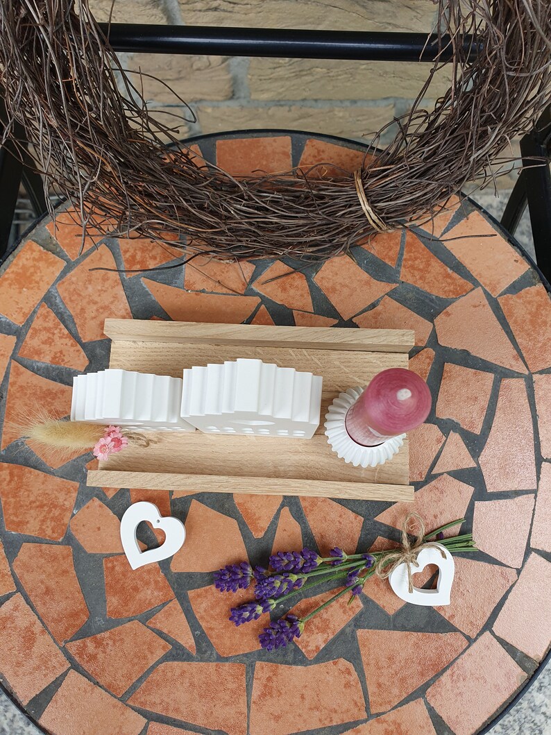Set of canal houses, 2 light houses, candle holder + candle on a wooden strip, handmade, gift for birthdays, housewarmings, Mother's Day, for mom image 4