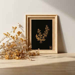 &quot;Veronica&quot; engraving - Copper floral linocut, engraved and printed by hand. Linocut handprinted.