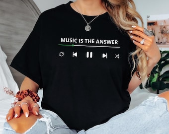 Music Is The Answer Tシャツ、ミュージシャンTシャツ、音楽Tシャツ、音楽愛好家シャツ、音楽Tシャツ、ミュージシャンTシャツ、音楽愛好家ギフト、音楽Tシャツ