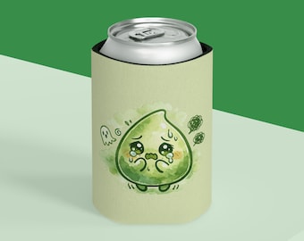 Porta-latas de abacate Kawaii com medo | Ilustração fofa de abacate triste