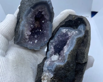 Opened Amethyst Geode Cluster | Purple Amethyst Crystal Geode | Medium Sized Amethyst Cluster | Amethyst Geode