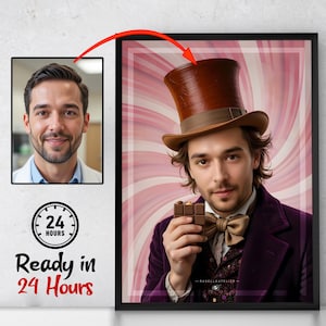 Custom Chocolate Maker Portrait, Personalized Chocolate MAker Portrait, Gift For Him, Digital Poster, Custom Chocolate Wonk Poster