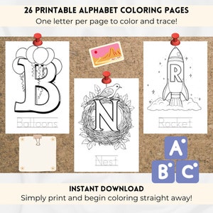 Printable Alphabet Color and Trace Pages, Alphabet Coloring Pages Printable, abc Coloring Book, abc Tracing, Alphabet Letters Classroom.