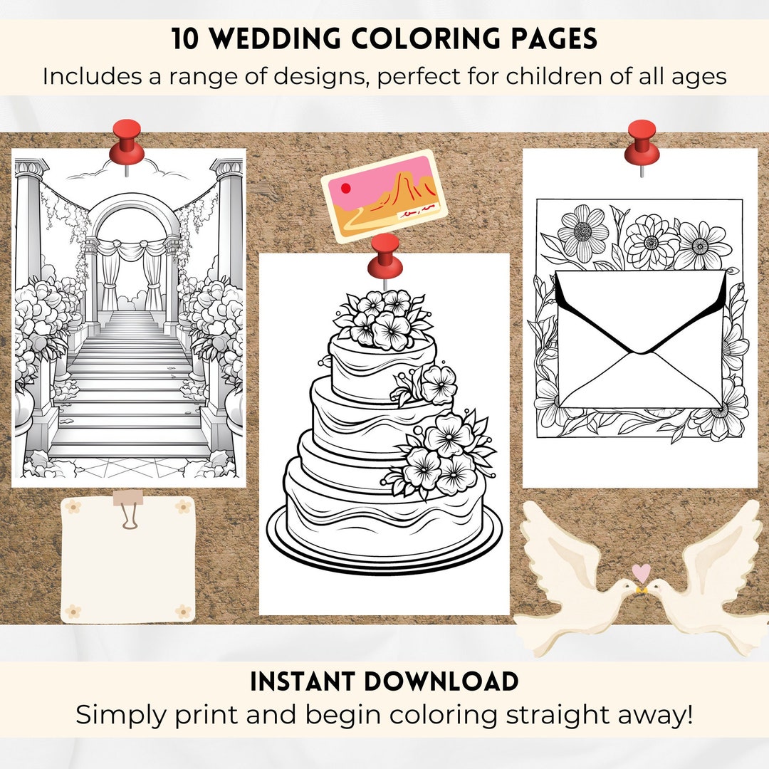 Wedding Coloring Pages for Kids, Wedding Coloring Book, Wedding ...