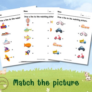 Printable Matching Worksheets, Match the Picture, Kindergarten ...
