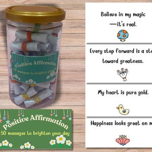 Affirmation ausdruckbar | 50 positive Botschaften für dein Affirmative Jar, um jemandem den Tag zu erhellen und Positive Vibes PDF zum Ausdrucken