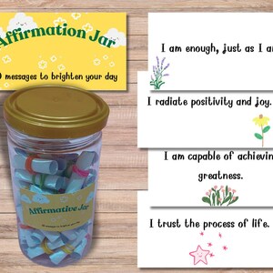 Affirmation ausdruckbar | 50 Affirmations-Botschaften für Ihr „Affirmation Jar“, um jemandem den Tag zu erhellen, und positive Vibes, PDF zum Ausdrucken