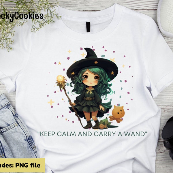 Keep clam and carry a wand PNG| Digital downloading T-shirt|  Gift t-shirt| Wand Design