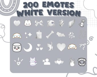 Minimalist White Emotes Pack for Twitch, Discord, Kick (Digital Download)