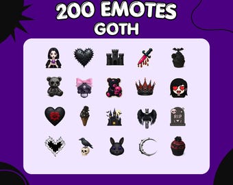 200+ Goth Emote Pack | Twitch Discord Emotes | Animated and Static | Streamer Bundle PNG GIF