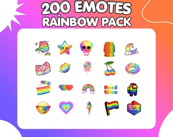 200+ Rainbow Emote Pack | Twitch Discord Emotes | Animated and Static | Streamer Bundle PNG GIF
