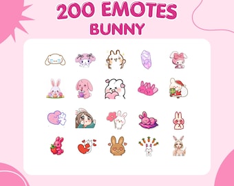 200+ Bunny Emote Pack | Twitch Discord Emotes | Animated and Static | Streamer Bundle PNG GIF