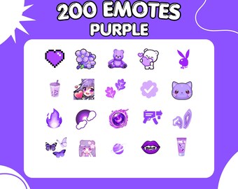 200+ Purple Emote Pack | Twitch Discord Emotes | Animated and Static | Streamer Bundle PNG GIF