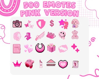 500+ Kawaii Pink Emotes Bundle for Twitch, Discord, Kick (Digital Download)