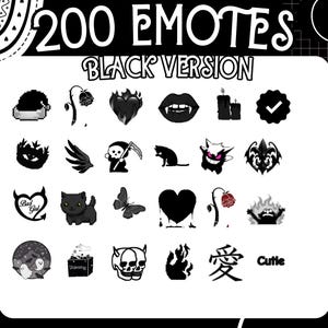 200+ Dark Theme Emotes Pack for Discord & Twitch | Minimalist Black Emojis | Streamer Essentials | Commercial Use | PNG Files