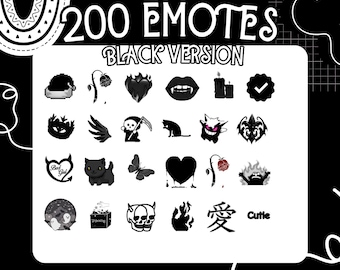 200+ Black Minimalist Emotes, Twitch, Discord, Kick (Digital Download)
