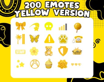 200+ Yellow Animated Emotes, Streamer Graphics Pack (Digital Download)