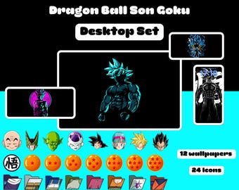 Goku Dragon Ball Z Desktop Theme | 4K Wallpaper & App Icons (Digital Download)