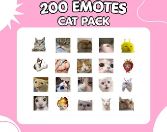 200+ Cat Emote Pack | Twitch Discord Emotes | Animated and Static | Streamer Bundle PNG GIF