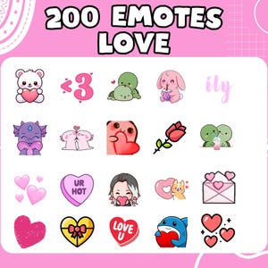 200 Love Emotes Pack: Discord & Twitch Romantic Emojis (Commercial Use)