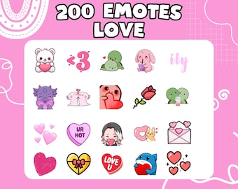 Kawaii Heart Emotes Pack, Twitch, Discord, Kick (Digital Download)
