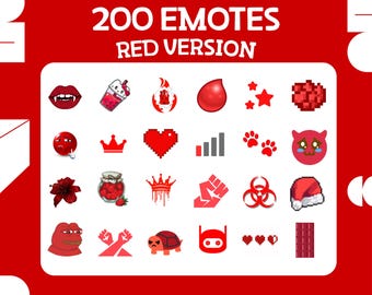 200 Red Twitch & Discord Emote Pack