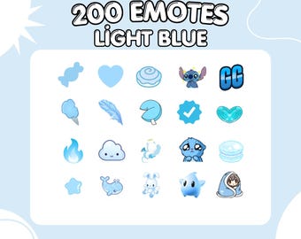 Light Blue Emote Pack | 200+ Animated Twitch Discord Emotes (PNG GIF)