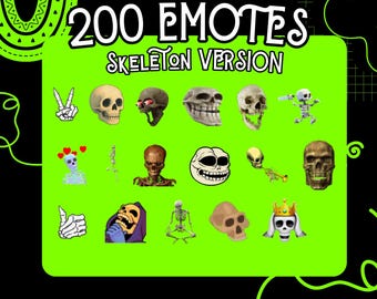 200+ Halloween Skeleton Emotes, Twitch, Discord, Kick Streamer Pack (Digital Download)