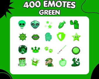 400+ Green Emote Pack | Twitch Discord Emotes | Animated and Static | Streamer Bundle PNG GIF