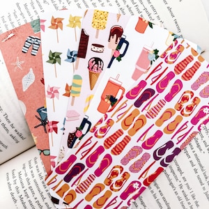 Marque-pages d&#39;été | Signets lumineux | Marque-pages de plage | Marque-pages Crème glacée | Articles livresques | Joli marque-page | Fait main | Été