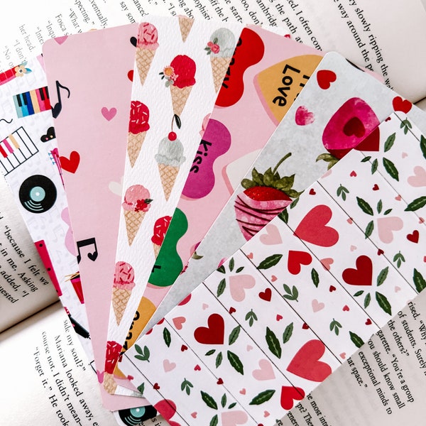 Music & Love | Valentines Day | Heart Bookmarks | Pink and Red Bookmarks | Handmade | Gifts | Anniversary | Valentine’s Day