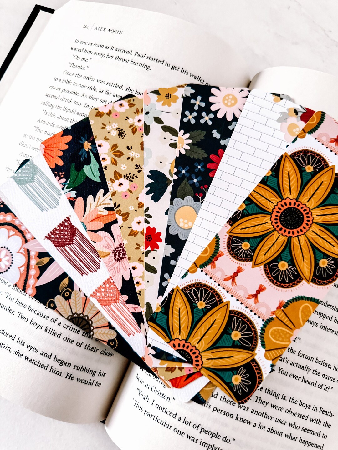 Boho Floral Laminated Bookmark | Bookish Gift - Etsy