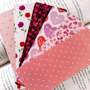 Soft Pink Hearts and Floral | Valentines Day | Heart Bookmarks | Pink and Red Bookmarks | Handmade | Gifts | Anniversary | Valentine’s Day