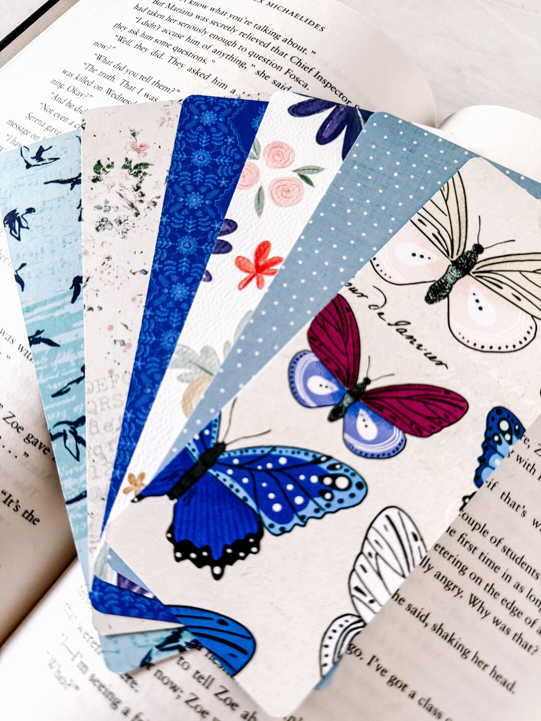 Floral Butterfly Laminated Bookmark | Spring Bookish Gift - Etsy