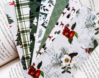 Holiday Floral Bookmarks | Handmade Laminated Book Lover Gifts