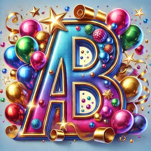 Colorful Balloon Alphabet A-Z and Numbers 0-9 Clipart for Celebrations - Perfect for Birthdays, Weddings, Graduations, Events font, Balloon