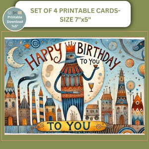 Art Greeting Card, Bright Birthday Card,Watercolor Design, Birthday Card Set, Milestone Card, Funny Birthday Card, Printable, Birthday Card