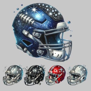 American Football Helmet Clipart - Red, Black, White, Silver, Blue Helmet Digital Download for Football Fans, Sequin Football Helmet PNG