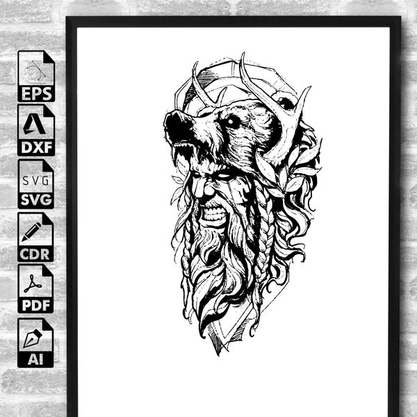 Odin DXF | Wikinger Allvater EPS | Wotan SVG | Odin Digitale Datei | Hugin & Munin | Plotterdatei | Cricut geeignet | Kommerzielle Nutzung