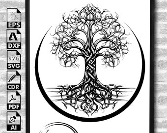 Albero della vita celtico SVG PNG, Albero della vita in formato SVG, Viking in formato SVG, Nodo celtico in formato Svg, Logo vichingo in formato Svg, Tatuaggio dell'albero della vita celtico, Png, Camicia, Clipart