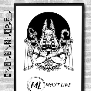 Anubis SVG | Ancient Egypt SVG | Egyptian Religion SVG | Tomb Afterlife Underworld Embalming | Cutfile Clipart Vector Digital Dxf Png Eps Ai