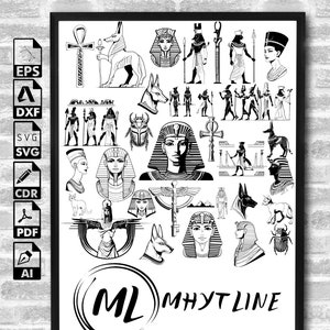 Egyptian Collection - Egyptian SVG, Egyptian clipart, Egypt svg, Egyptian Symbols, Egypt Silhouette, Egypt PNG, Cleopatra, Eye of Horus SVG